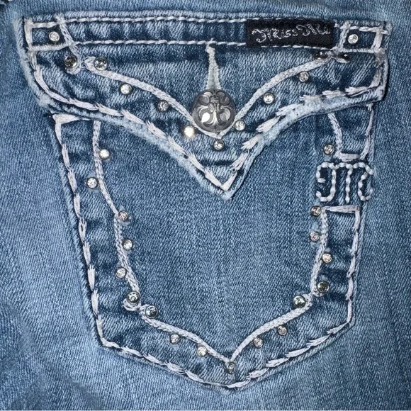 Miss Me Signature Ankle Skinny Jeans 29 Bling Pocket Mid Rise Stretch Y2K - Picture 5 of 9